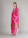 Rani Paithani Silk Dupatta with Multicolour Floral Zari Weave (Size: 2.5x1 m Approx)