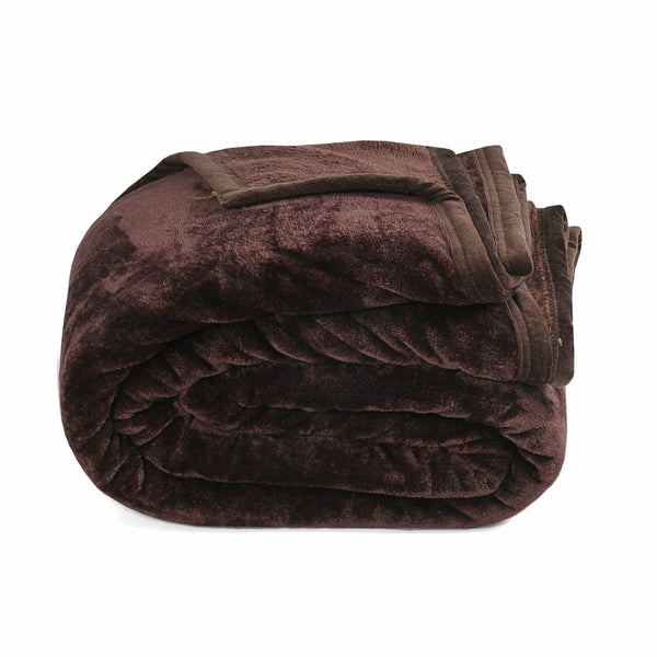 Super Soft Solid Velvet Finish Chocolate Brown Flannel AC Blanket (Size: 90 x 90 Inches) Blanket My Store