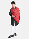 Red Jamawar Wool Blend Mens Shawl with Intricate Paisley Weave – 80×40 Inches