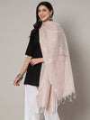 Pink Chanderi Cotton Dupatta with Subtle Floral Embroidery (Size: 2.5x1 m Approx)