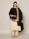 Solid Black Woolen Women Shawl with Rich Embroidered Border – 80 x 40 Inches