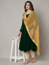 Gold Chinon Dupatta with Gold Stripe Sequin Work & Gota Border (Size: 2.5x1 m Approx)