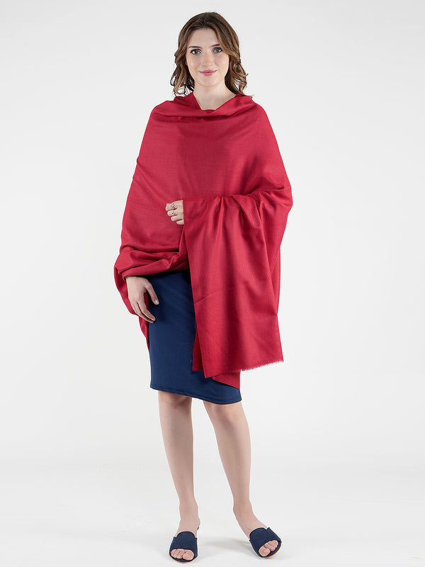 Solid Red Fine Wool Women Shawl – Soft Winter Wrap (80 x 40 Inches)