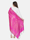 Rani Banarasi Silk Dupatta with Intricate Woven Zari Motifs & Classic Border (Size: 2.5x1 m Approx)