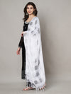 White Cotton Woven Check Dupatta with Tassel Detailing (Size: 2.5x1 m Approx)