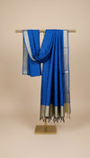 Blue Striped Silk Dupatta with Zari Border | Elegant Ethnic Drape (2.5 Metres Approx.)
