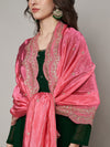 Pink Chinon Dupatta with Scalloped Embroidered Border & Sequin Motifs (Size: 2.5x1 m Approx)