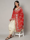 Red Georgette Dupatta with Hand Gota Patti Work (Size: 2.5x1 m Approx)