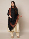 Woolen Women Shawl in Warm Black with Intricate Traditional Embroidered Border (80 x 40 Inches)