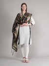 Black Paithani Silk Dupatta with Multicolour Floral Zari Weave (Size: 2.5x1 m Approx)