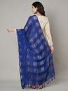 Blue Cotton Woven Check Dupatta with Tassel Detailing (Size: 2.5x1 m Approx)