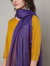 Purple Sheer Handwoven Cotton Dupatta with Tassel Finish (Size: 2.5x1 m Approx)