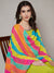 Multicolor Striped Chiffon Dupatta with Gota Lace Detailing (Size: 2.5x1 m Approx)