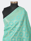 Teal Banarasi Silk Dupatta with Elegant Woven Floral Jaal (Size: 2.5x1 m Approx)