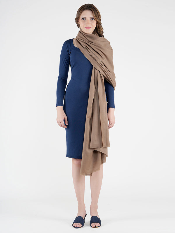 Solid Brown Fine Wool Women Shawl – Soft Winter Wrap (80 x 40 Inches)