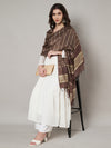 Brown & Olive Cotton Dupatta with Subtle Striped Weave and Woven Border (Size: 2.5x1 m Approx)