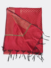 Deep Red Banarasi Silk Dupatta with Woven Gold Zari Butti & Ornate Border (Size: 2.5x1 m Approx)