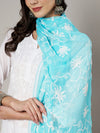 Sky Blue Karachi Chiffon Dupatta with Elegant Thread Embroidery (Size: 2.5x1 m Approx)