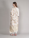 White Paithani Silk Dupatta with Multicolour Floral Zari Weave (Size: 2.5x1 m Approx)