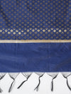 Blue Banarasi Silk Dupatta with Woven Gold Zari Butti & Ornate Border (Size: 2.5x1 m Approx)