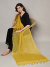 Yellow Sheer Handwoven Cotton Dupatta with Tassel Finish (Size: 2.5x1 m Approx)
