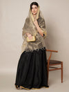 Black & Ivory Striped Cotton Silk Dupatta with Tassel Finish (Size: 2.5x1 m Approx)