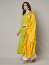 Yellow Silk Dupatta with Scalloped Cutwork Border & Sequin Highlights (Size: 2.5x1 m Approx)