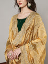 Gold Chinon Dupatta with Scalloped Embroidered Border & Sequin Motifs (Size: 2.5x1 m Approx)