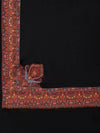 Woolen Mens Shawl in Black with Multicolour Kashmiri-Inspired Embroidered Border (80 x 40 Inches)