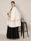 White Woolen Women Shawl with Gold Border – 80x40 Inches