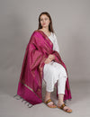 Rani Banarasi Silk Dupatta with Gold Zari Buti & Ornate Border (Size: 2.5x1 m Approx)