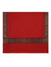 Woolen Mens Shawl in Warm Red with Heritage-Inspired Embroidered Border (80 x 40 Inches)
