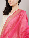 Rani Chanderi Silk Dupatta with Gold Border & Tassels (Size: 2.5x1 m Approx)
