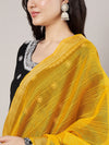 Yellow Chanderi Silk Dupatta with Gold Border & Tassels (Size: 2.5x1 m Approx)