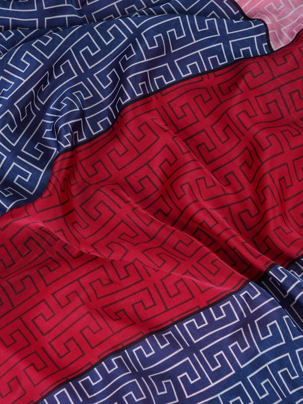 Printed Silk Women Stole with Artistic Motif Design | Elegant Lightweight Wrap (80 × 28 Inches)