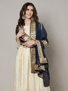 Blue Chinon Dupatta with Gota Patti Border & Sequin Detailing (Size: 2.5x1 m Approx)