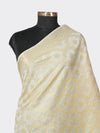 Ivory Gold Banarasi Silk Dupatta with Elegant Woven Floral Jaal (Size: 2.5x1 m Approx)