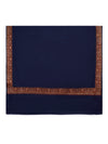 Blue Woolen Mens Shawl with Traditional Multicolour Embroidered Border (80 x 40 Inches)