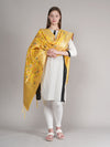 Yellow Paithani Silk Dupatta with Multicolour Floral Zari Weave (Size: 2.5x1 m Approx)