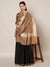 Brown Woolen Women Shawl with Gold Border – 80x40 Inches