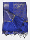 Blue Banarasi Silk Dupatta with Intricate Woven Zari Motifs & Classic Border (Size: 2.5x1 m Approx)