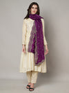 Purple Chinon Dupatta with Scalloped Embroidered Border & Sequin Motifs (Size: 2.5x1 m Approx)