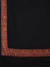 Black Woolen Mens Shawl with Traditional Multicolour Embroidered Border (80 x 40 Inches)