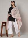 Pink Chanderi Cotton Dupatta with Subtle Floral Embroidery (Size: 2.5x1 m Approx)