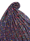 Printed Bamboo Silk Mens Shawl – Blue Floral Classic Wrap (80 x 40 Inches)