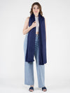 Solid Blue Fine Wool Women Shawl – Soft Winter Wrap (80 x 40 Inches)