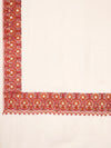 White Woolen Mens Shawl with Traditional Embroidered Border (80 x 40 Inches)