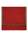 Red Woolen Mens Shawl with Traditional Multicolour Embroidered Border (80 x 40 Inches)