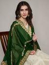 Green Chinon Dupatta with Gota Patti Border & Sequin Detailing (Size: 2.5x1 m Approx)