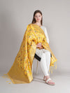 Yellow Paithani Silk Dupatta with Multicolour Floral Zari Weave (Size: 2.5x1 m Approx)